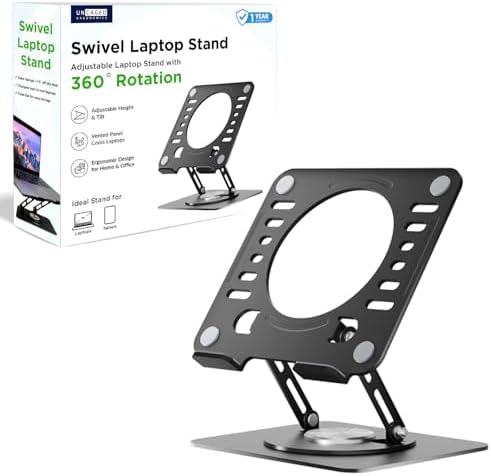 Uncaged Ergonomics Swivel Laptop Stand for Desk, Adjustable Compu...