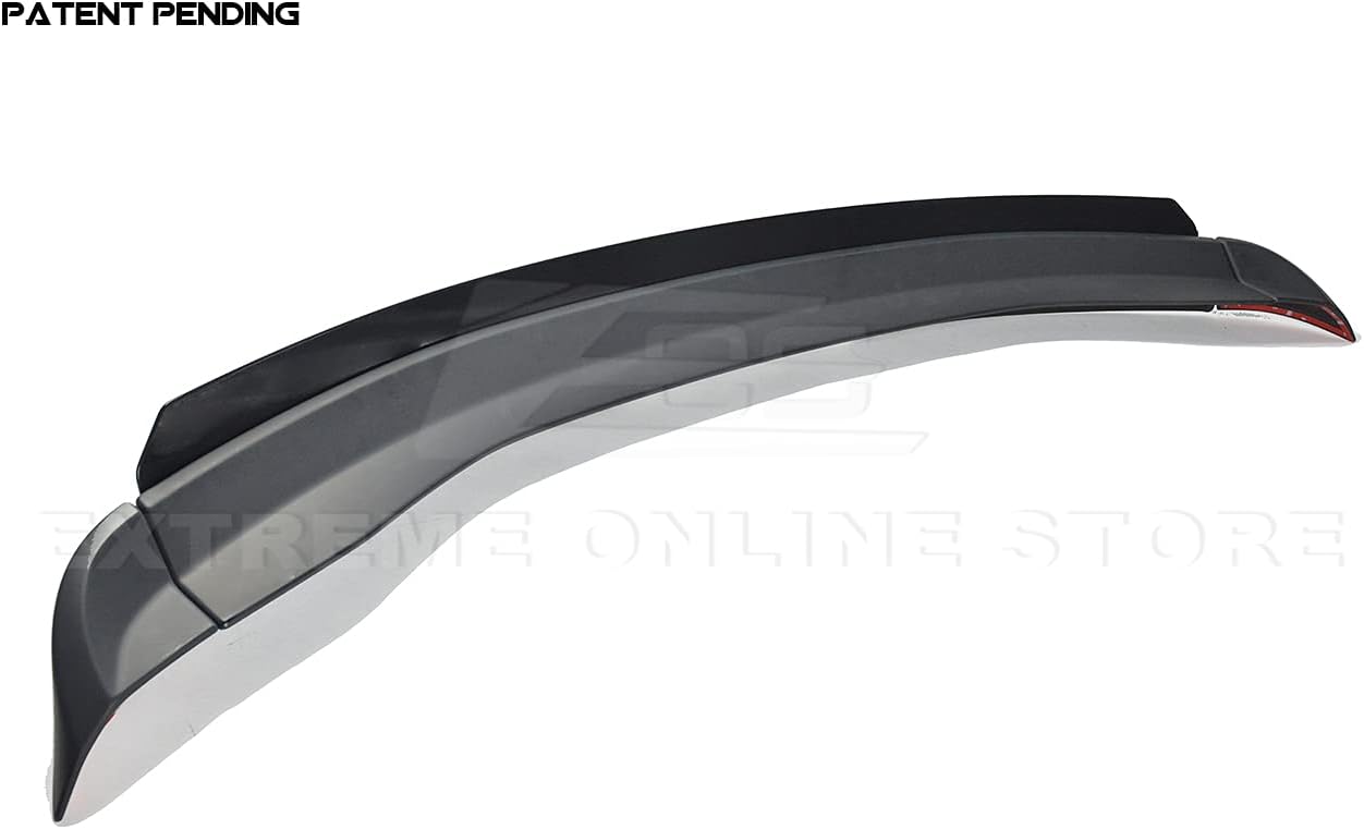 Replacement for 2016-Present Chevrolet Camaro All Models | 1LE Extended Style Add-On Rear Trunk Lid Wing with Aluminum Painted Glossy Black WickerBill Spoiler (ABS Plastic - Matte Black)