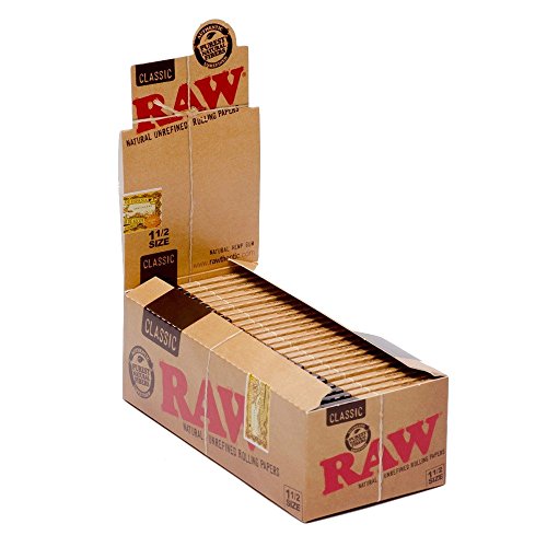 Raw Classic 1 1/2 Size Rolling Paper, 33 Count (Pack of 25)