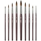 Kolinsky Sable Watercolor Brushes - 9pcs Round Pointed Tip Artist Detail Sable Paint Brushes for Watercolor Acrylics Inks Gouache Tempera Painting