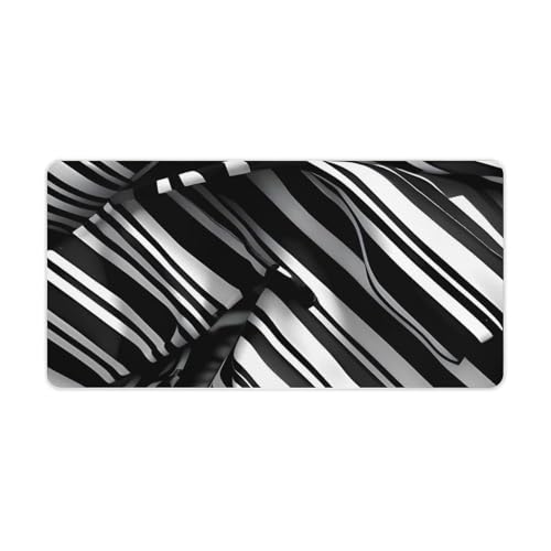 Grand tapis de souris design rayures noires et blanches chic