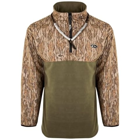 Drake Waterfowl Men's MST Quarter 1/4 Zip Refuge Eqwader Waterproof Windproof Breathable Resistant Outdoor Hunting Jacket, Mossy Oak Bottomland, Large Cover