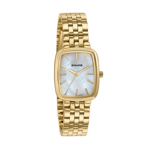 Image of Sonata Festive 2.0 Quartz Analog with Mother of Pearl Dial Gold Sheet Metal Strap Watch for Women - 87108YM01
