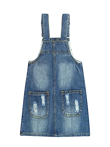 Kids Girls Fashion Adjustable Straps Stretch Denim Overall Dress2