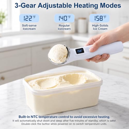Heated Ice Cream Scoop Rechargeable, 3 Heat Settings, Electric Scooper - image 5
