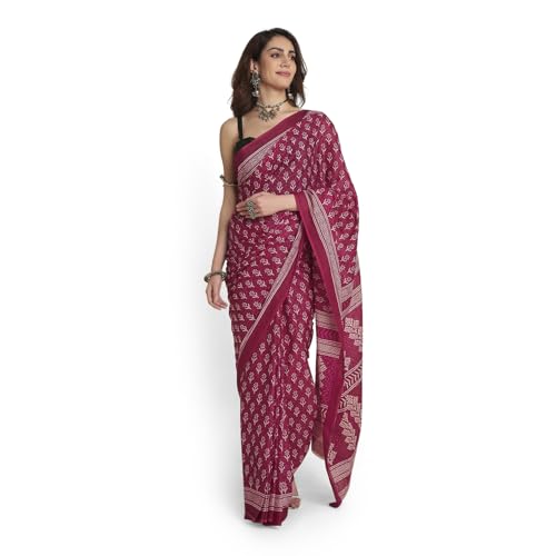 RATAN Women’s Pure Soft Cotton Saree with Blouse Piece | Lightwei...