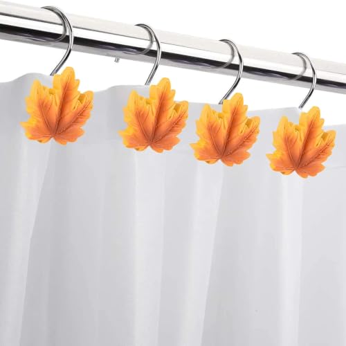Maple Leaf Shower Curtain Hooks,12 Anti Rust Decorative Shower Curtain Ring - image 2