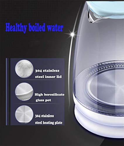 gerenic Elektrischer Glas-Wasserkocher,kabellos,1,8 L Edelstahl-Wasserkocher,Blaue Beleuchtung,LED-Licht… – Bild 3