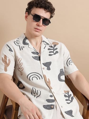 Image of StitchX Men's Half Sleeve Cuban Collar Printed Shirt