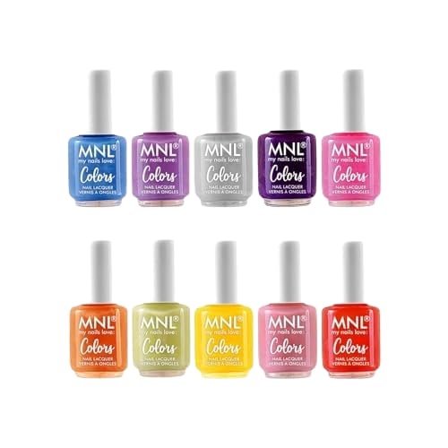 Image of MNL Natural Glossy Mini Nail Polish Set Makeup Stylish Pastel Paradise Pack of 10 pcs combo Non-Toxic, Highly Pigmented Long-Lasting Chip-Resistant Vegan, Quick Dry & Cruelty-Free Easy(4.5ml) Each