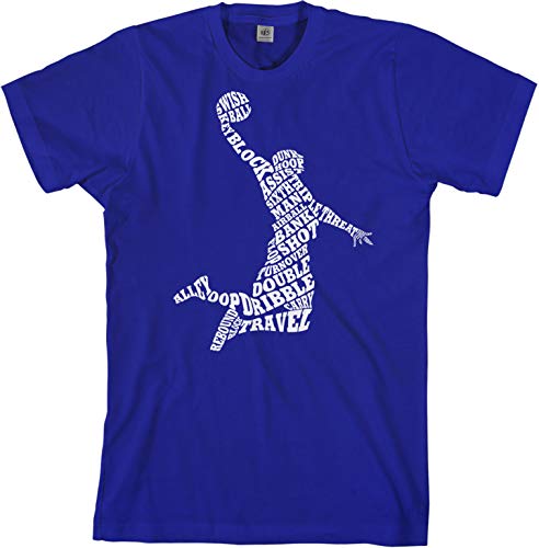 Threadrock Men's Basketball Player Typography T-Shirt - Large, Royal Blue