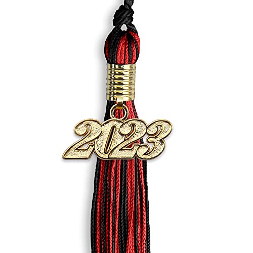 Endea Graduation Mixed Double Color Tassel With Gold Date Drop (Black/Red, 2023) #TOP1