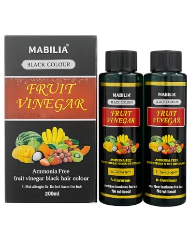 Image of Fruit Vinegar Hair Dye Color for Both Men, Women, Natural & Ammonia Free Color Dye (Black, A /B 100 Ml) (Natural Black, 1)