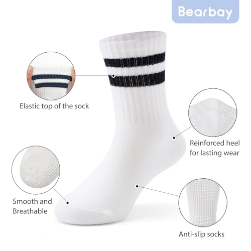 Image of Non-Slip Toddler Grip Crew Socks with Anti Skid Soles