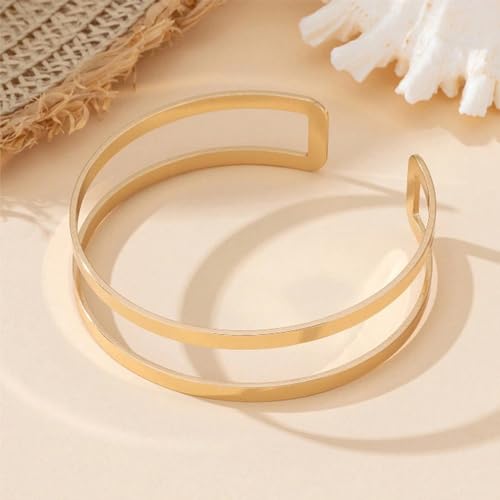 Arm Cuff Bracelet for Women Gold Arm Cuff Upper Arm Layered Cuff Bangle Bracelet Minimalist Armband Stackable Jewelry for Summer Beach4
