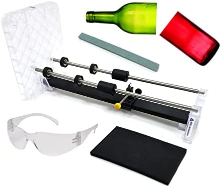 Creator's Glass Bottle Cutter DIY Machine Kit - Professional Series - Most Trusted, Reliable, Loved - Made In The USA - Precision Quality Parts - Includes Carbide Cutter, Ruler, Ball Bearing Rollers, Safety Glasses - Craft Beer/Liquor/Wine Bottles