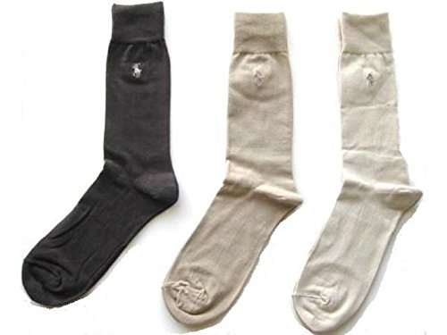 Polo Ralph Lauren Set of Three Men's Dress Socks- Multi - (Beige, Tan, Brown) (Size 10-13)