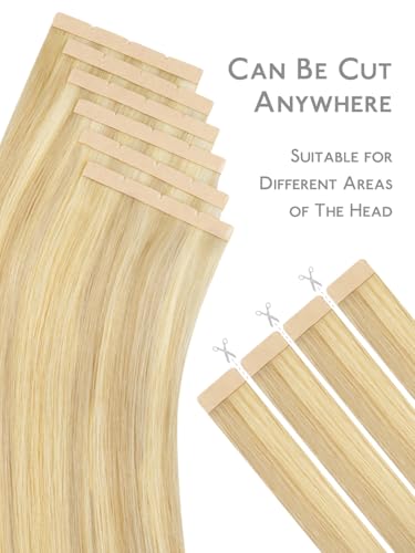 Image of WENNALIFE 3.15 inch Wide Tape in Hair Extensions Human Hair, Tape in Weft