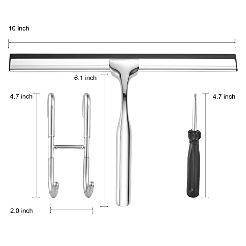 Squeegee For Shower Glass Door, Multi-Purpose Squeegee For Window, Glass, Car Windshield, Heavy-Duty Window Scrubber, Includes Hook, 10 Inch #TOP1
