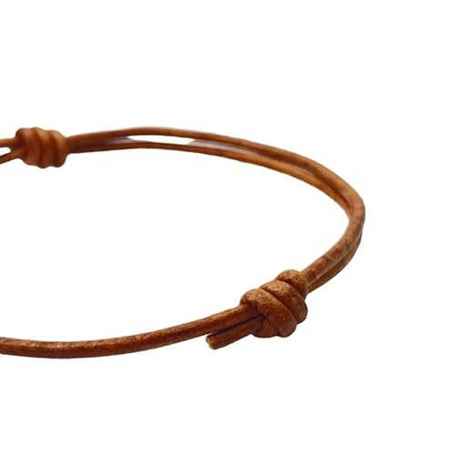 Miniatura 3 de 2 mm Men Genuine Leather Bracelet - Handmade Adjustable Cuff, Mens Minimalism Leather Wrap Wristband, Simple Accessories, Premium Leather, Women