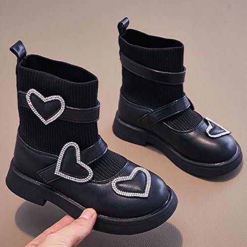 IWIHMIV Girls Socks Boots Knitted Ankle Boots Soft Sole Comfortable Round Toe Non Slip Dress Booties for Toddler3