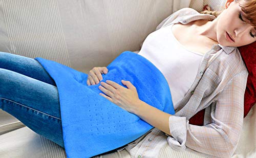 Weighted Heating Pad Fast-Heating Technology for Back/Waist/Abdomen/Shoulder/Neck Pain and Cramps Relief - Moist and Dry Heat Therapy with Auto-Off Hot Heated Pad by GOQOTOMO (19 * 24\", Blue)