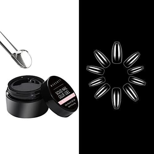 Makartt Solid Nail Gel for Soft Gel Tips Acrylic Nail Tips Glue Gel Curing Needed Bundle Makartt Coffin Nails 500pcs Long Press on Nails Clear Ballerina Nails Full Cover Fake Nails