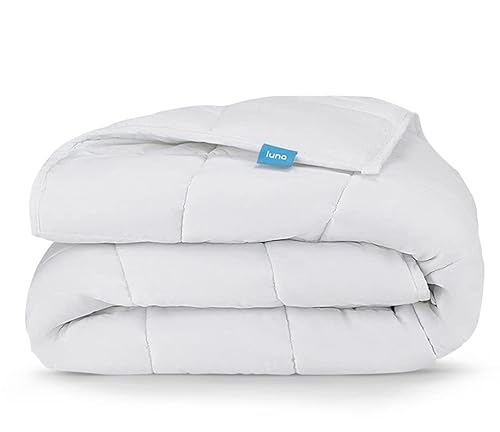 Luna [Weighted Blanket Cotton Cooling] Breathable 100% Oeko-Tex Premium Quality | Calming & Cool All Seasons Weighted Blankets For Adults [15Lbs - Queen - 60" X 80"] [White] #TOP5