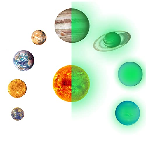 Adesivos de parede Hakeeta Sistema Solar que brilham no escuro, para quarto das crianças, adesivos d