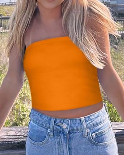 Image of Summer Tube Tops Basic Crop Tops for Women Strapless Tank Casual Tunics Sexy Short Shirts 2026