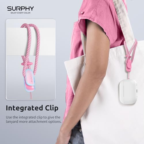 Image of SURPHY 2 Pack Phone Lanyard, Phone Wrist Strap for Case, Camera Wrist Strap | Ultra-Light 2-Color Braided Phone Strap, Cellphone Charm Strap, Anti-Lost Wrist Lanyard for Women and Men, Rose Pink Gray