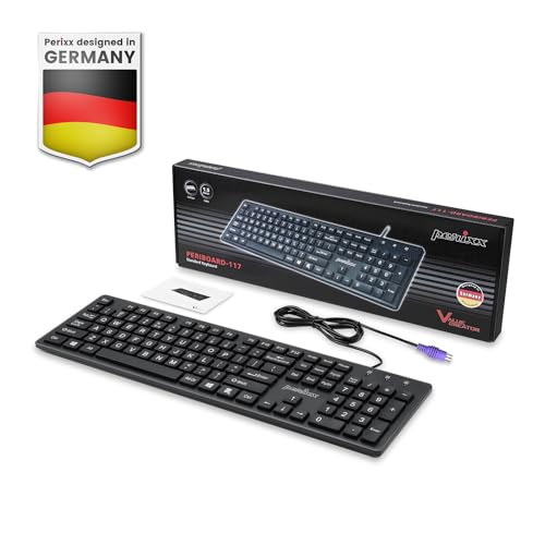 Perixx PERIBOARD-117P Wired PS/2 Full Size Keyboard, Bright Large Print, Durable, Compatible with Windows, Classic Black, UK QWERTY - Image 7