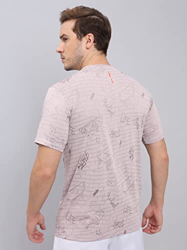 Image of TECHNOSPORT Men Polyester Regular Fit Half Sleeve Jacquard T-Shirt with Double Cool, Quick Dry & Anti Microbial for Sports, Running & Casual Use
