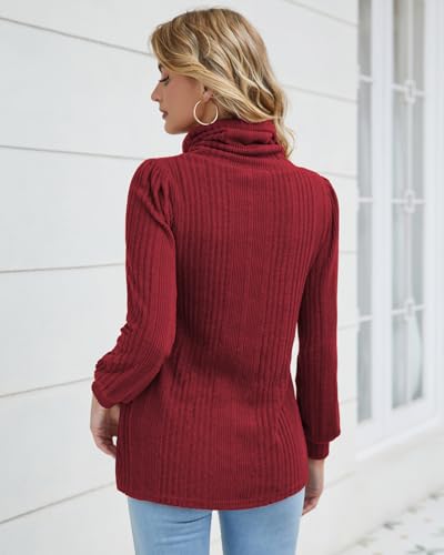 Bulotus Women's Turtleneck Tunic Sweaters Long Sleeve Ribbed Knit Comfy Loose Casual Fall Sweater