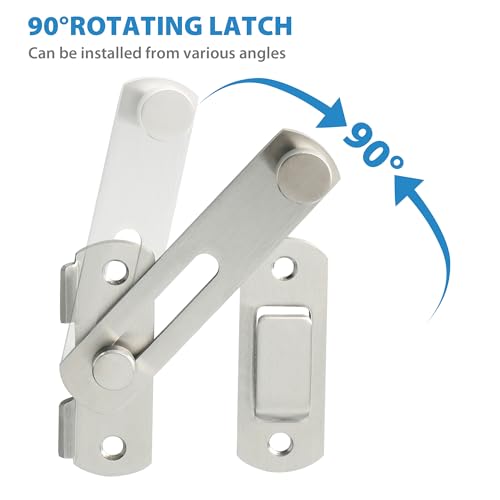 Image of Alise 2Pcs 4 inch Flip Latch Gate Latches, Safety Door Lock for Barn Wood Fence Sliding French Doors,Heavy Duty SUS304 Stainless Steel Gate Hardware Brushed Nickel MS9500LS-2P (Pack of 2)
