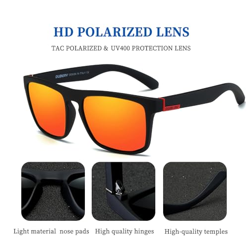 HGDGears Mens Sunglasses Polarized With UV400 Protection Driving Travel Sun Glasses for Outdoor (2pack(Blue+Reddish Orange)) - Image 4
