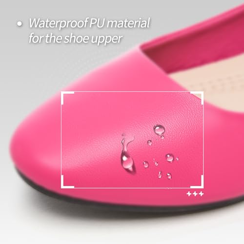 Image of Women's Ballet Flats Shoes Dress Slip on Shoes | PU Leather Teacher Business Casual Loafers Non Slip Low Heel Dressy