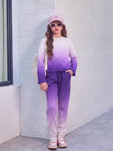 Image of Arshiner Girls 2 Piece Outfits Kids Trendy Tie Dye Sweatsuits Sets