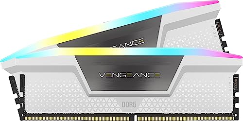 CORSAIR Vengeance RGB DDR5 RAM 32GB (2 x 16GB) 6400Mhz C36 Memoria de Computadora Compatible con iCUE - Blanco (CMH32GX5M2B6400C36W)