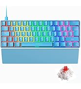 Mini 60% Gaming Tastatur Mechanisch - 62 Tasten UK-Layout Mit RGB Beleuchtung