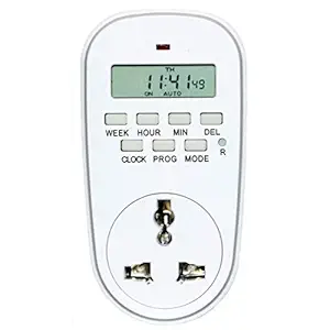 Quick Sense (QS- T4) Plastic Timer Switch Digital Programmable Smart Socket Plug (White, 250 Volts/10 Amps, 2400 Watts)