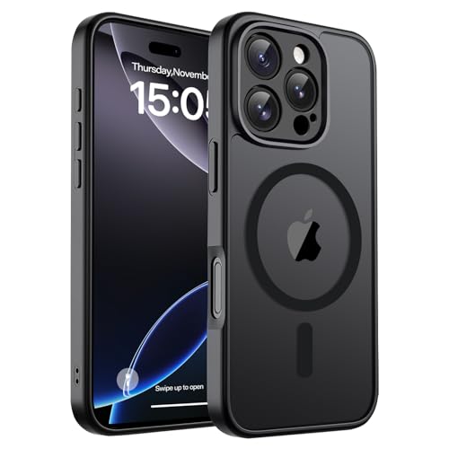 Filoto Magnetische Hülle für iPhone 16 Pro, kompatibel mit MagSafe, durchscheinende matte PC-Rückseite, stoßfester Schutz mit eingebautem Luftkissen-Eckenschutz, Anti-Gelb Kratzfeste Abdeckung