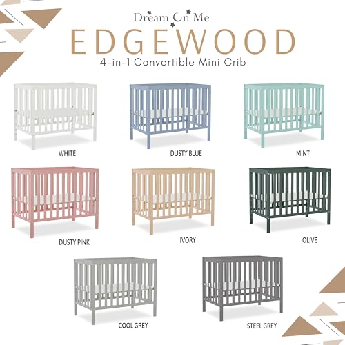 Image of Dream On Me Edgewood 4-in-1 Convertible Mini Crib in Ivory Cream
