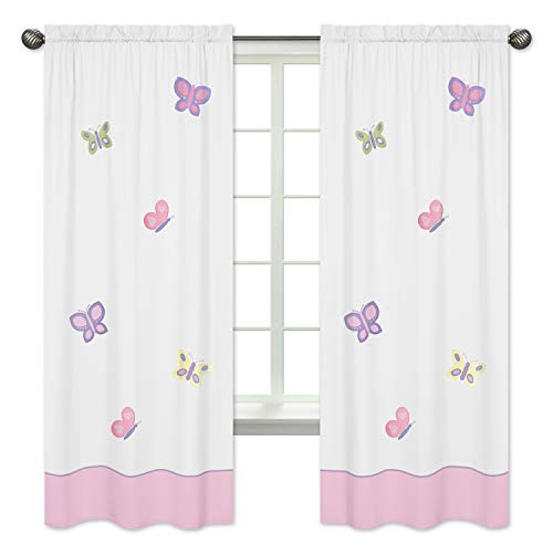 Sweet Jojo Designs Pink and Purple Butterfly Window Treatment Panel - Set of 2