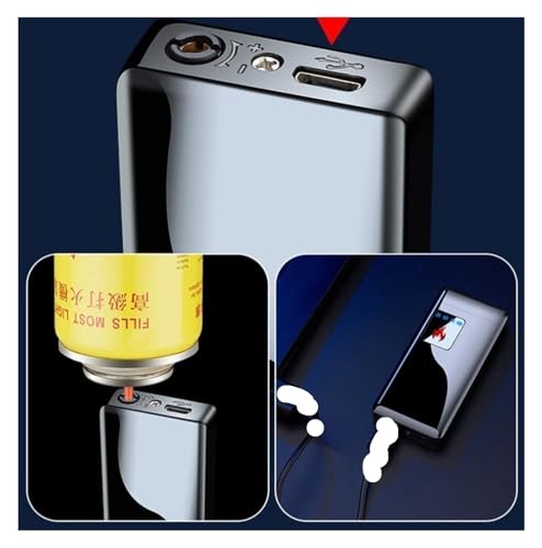 Encendedor metálico recargable resistente al viento negro miniatura 6