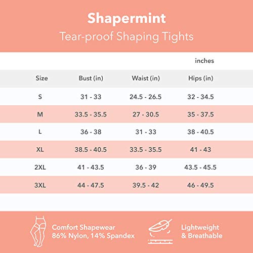 Shapermint Solid Black Opaque Tights With Nylon Control Top Hosiery Pantyhose For Women From Small To Plus Size, Medium Black #TOP1