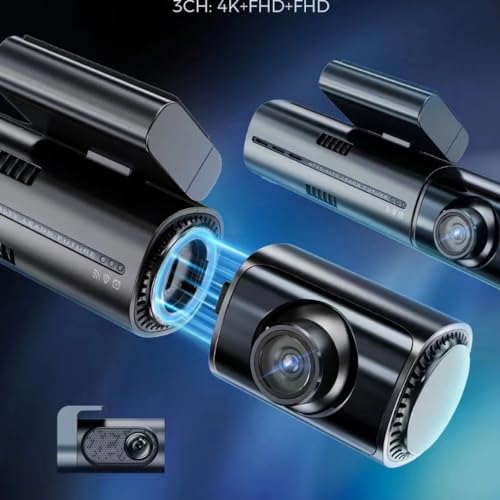 XRC TECH 3 câmeras de painel de carro 5K, lente dupla 4K + 1080p DVR, câmera frontal + lateral + tra