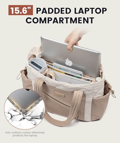 Image of LOVEVOOK Tote Bag for Women, puffer tote bag for Work Travel Nurse, Lightweight quilted Bags with Compartments