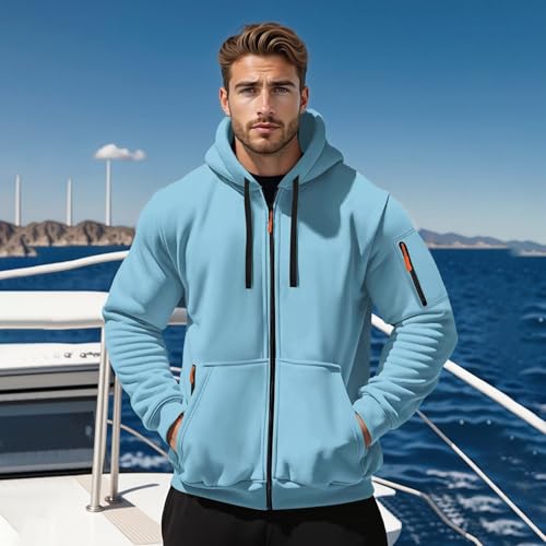 Mens Full Zip Casual Slim Fit Hooded Drawstring Hoodies Pullover Comfortable Sweatshirts Casual Long Sleeve3