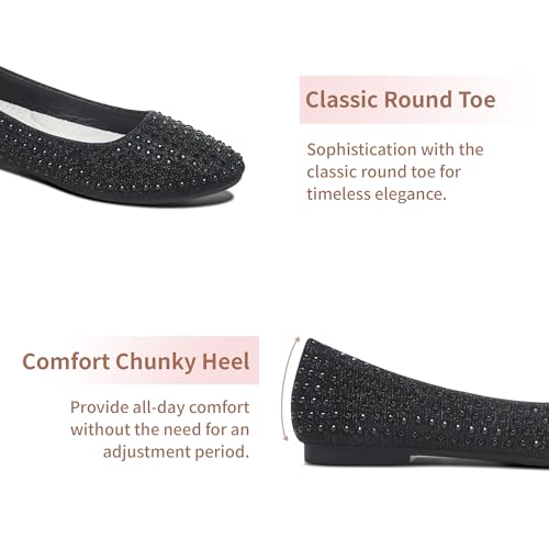 Women Rhinestone Ballet Flats Round Toe Sparkly Elegant Ballerina Flats Comfortable Light Weight Business Shoes Fashion Dress Wedding Shoes4